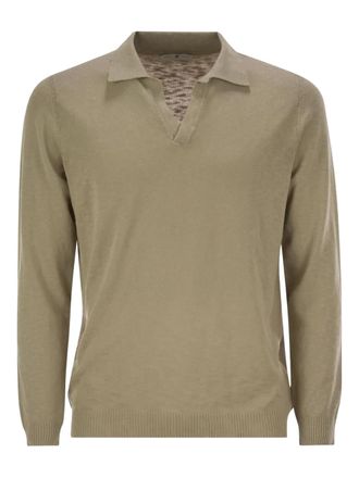 Pantaloni Torino Katoenen T-shirt met polokraag en lange mouwen - Beige