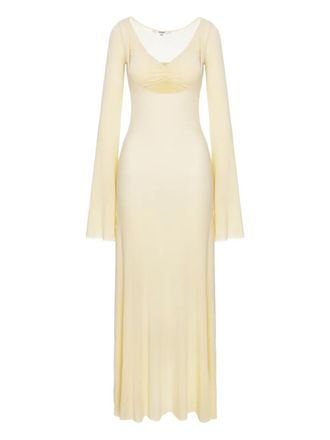 Manur&iacute; Nina flared-detail maxi dress - Neutrals