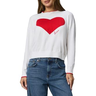 Splendid Leah Love Cotton Blend Sweater in White/Rouge at Nordstrom, Size X-Small