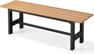 Costway Costway Banco Exterior De 2 Plazas, Banco Jardin Exterior Estructura Metal Revestido De Pl&aacute;stico, 120 X 36 X 40,5 Cm, Carga 300kg, Terraza Jardin Inte