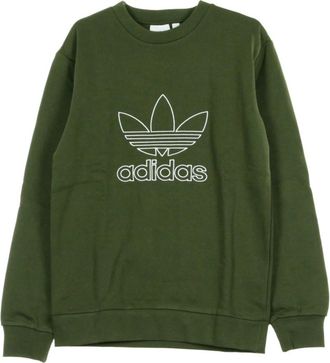 adidas Outline Line Crew Sweatshirt - Heren - Sportshirts - Groen - L - Fitness
