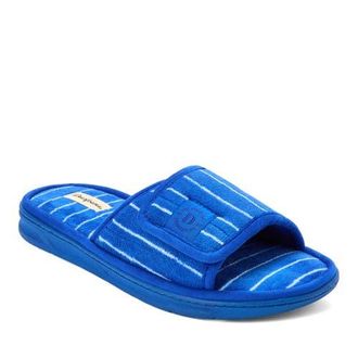 Dearfoams Collin Terry Adjustable Shower Slide Slipper in Blue Stripe at Nordstrom, Size X-Large