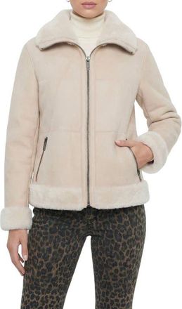 Gorski Merino Genuine Shearling Zip Jacket in Beige at Nordstrom, Size X-Small
