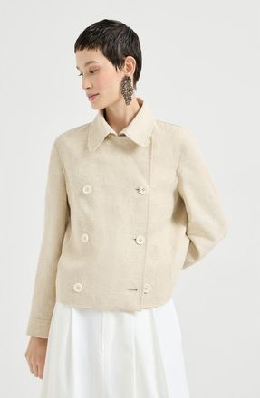 Brunello Cucinelli Crop caban jacket with monili in Beige at Nordstrom, Size 50 It