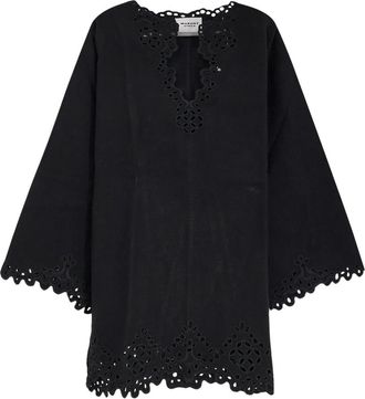Isabel Marant Short Dresses, female, Black, Size: S V-neck Sangallo Short Dress