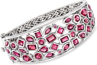 Ross-Simons Rhodolite Garnet Bangle Bracelet in Sterling Silver