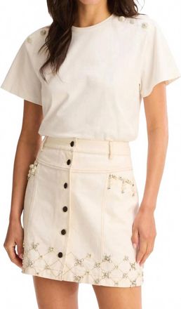 Allison New York Rhinestone Harper Mini Skirt In Off White