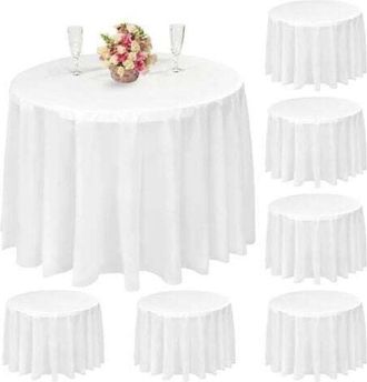 OEM Juego De 10 Manteles Redondos Desechables De 213 Cm (84 Pulgadas) - Pl&aacute;stico Peva Impermeable - Resistente A Derrames Para Bodas Y Fiestas - F&aacute;cil De 