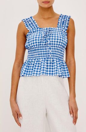 Rails x Giadzy Donna Gingham Sleeveless Top in Azure Gingham at Nordstrom, Size X-Small