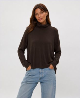 Michael Stars Ryan Eco Rib Turtleneck Top In Java