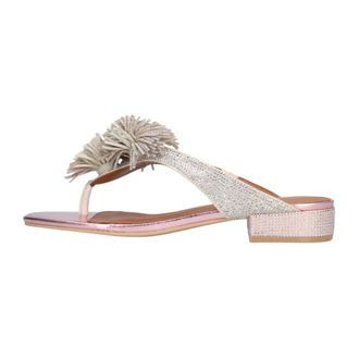 Kurt Geiger Heeled Mules, female, Pink, Size: 11 US Pom Pom T-Bar Flat Sandal