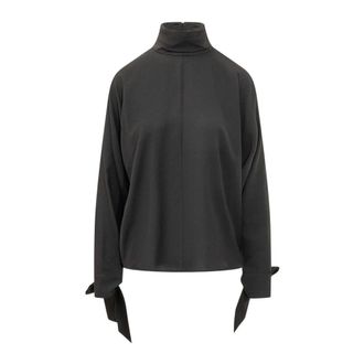 Emporio Armani Overhemden, Dames, Zwart, M, Lange Mouwen Blouse