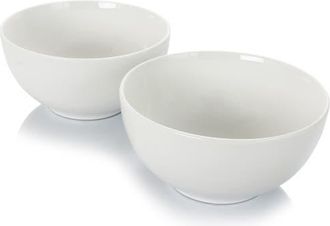 Gibson Home 2 Piece 7 Inch Ceramic All-Purpose Round Bowl Set in White at Nordstrom
