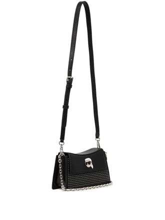 Karl Lagerfeld logo-appliqu&eacute; shoulder bag - Black