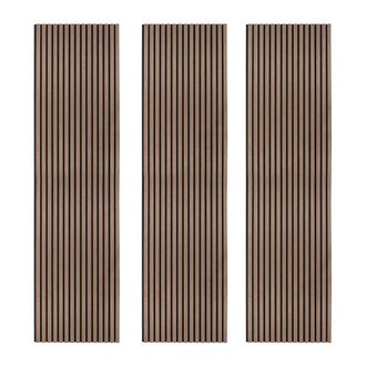MonsterShop Acoustic Slat Wall Panels x 3 - Dark Walnut in Brown