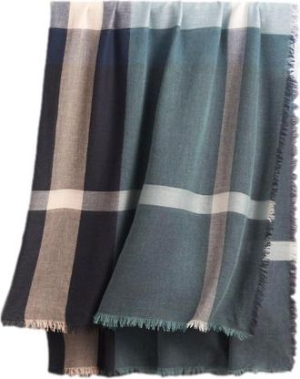 Burberry Slate Blue Wool & Silk Scarf