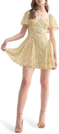 Lush Floral Flutter Sleeve Minidress in Marigold Floral at Nordstrom Rack, Size X-Large
