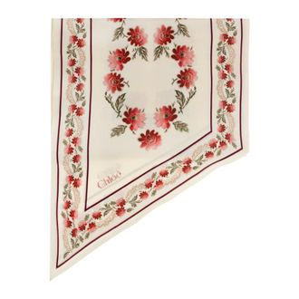 Chlo&eacute; Accessoires, Dames, Beige, ONE Size, Zijden sjaal met bloemenmotief