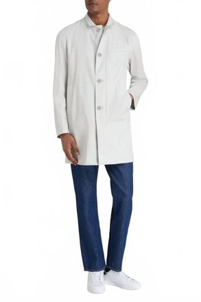 Herno Button Fastening High Neck Jacket In Ice