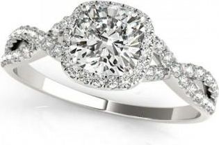 Allurez Twisted Cushion Diamond Engagement Ring 14k White Gold (1.00ct)