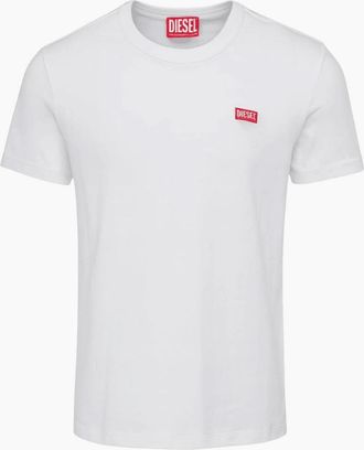 Diesel Mens T-Meigor Mercerised Logo White T-Shirt - Size: 36