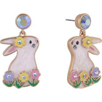 Hallmark Easter Bunny and Flower Earrings in White at Nordstrom