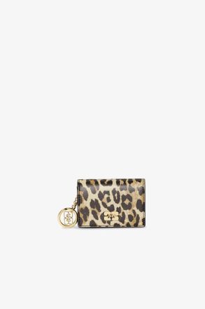 Ganni Mixed Leopard Bou Card Holder With Flap