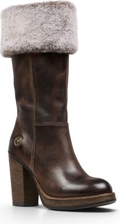 Windsor Smith Womens Mid Calf Brown Leather High Heel Fur Boots - Lovestruck