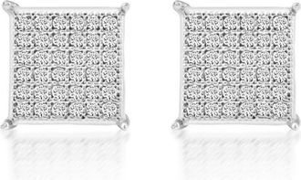 Pompeii3 1/3Ct Pave Round Cut Natural Diamond Studs Screw Back White Gold Womens Earrings