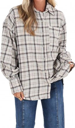 Free People Ashley Plaid Shirt In Ivory Combo