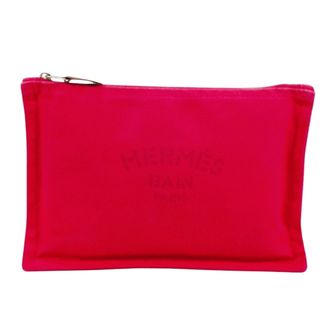 Herm&egrave;s Pink Canvas Pouch (Pre-Owned)