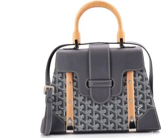 Goyard Saigon Top Handle Bag Coated Canvas with Leather PM