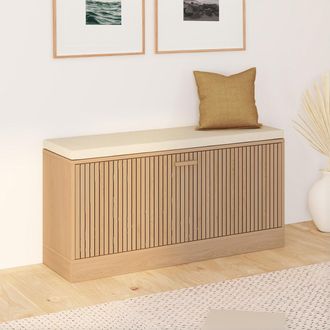 IDMarket Banco De Entrada Juliette Con Listones De Madera En Color Roble