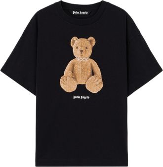 Palm Angels Teddy Bear Graphic T-Shirt With Ribbed Neckline