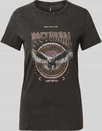 Only Regular Fit T-Shirt aus reiner Baumwolle mit Motiv-Print Modell LUCY LIFE in Black, Gr&ouml;&szlig;e XS