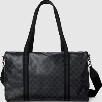 Gucci Medium Duffle Bag With Web, Black, GG Canvas