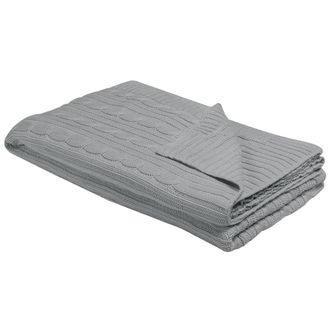 Beliani Manta De Algod&oacute;n Gris Claro 110 X 180 Cm Para Cama Sof&aacute; Sill&oacute;n Estilo Boho Anamur