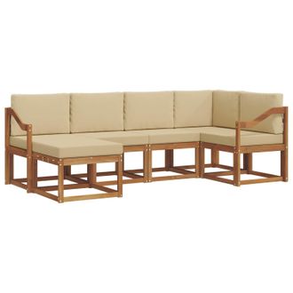 vidaXL Conjunto De Sof&aacute;s De Exterior Con Coj&iacute;n 6 Pcs Natural Y Beige Vidaxl