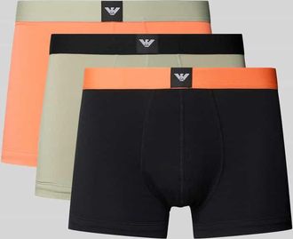 Emporio Armani Trunks mit elastischem Logo-Bund im 3er-Pack in Orange, Größe XXL