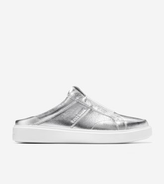 Cole Haan Womens Grand Crosscourt Coaster Mule Sneakers - Silver Size 6.5