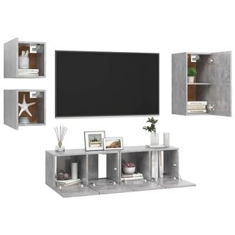 Berkfield Home Practical 5 Piece TV Cabinet Set Concrete Grey Engineered Wood