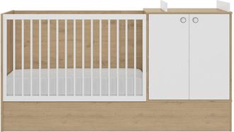 Calicosy Letto combinato evolutivo in rovere artigianale e bianco Arthur da 60x120 a 90x190 cm