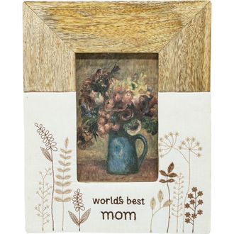 Foreside Home And Garden 6H x 4W Best Mom Floral Brown Photo Frame in White at Nordstrom