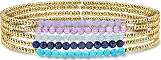 Ross-Simons Multi-Gemstone and 14kt Yellow Gold-Plated Jewelry Set: 5 Bead Stretch Bracelets