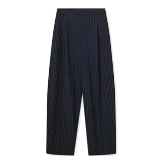 Mos Mosh Wide Trousers, female, Blue, Size: L Navy Pinstripe Wide Leg Pants