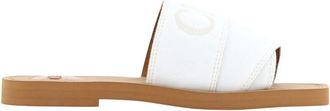 Chlo&eacute; Elegante Witte Katoenen Slide Sandalen - Dames - Sandalen - Wit - 37 EU - Katoen - Schoenen