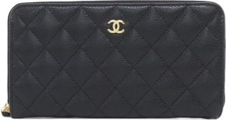 Chanel Black Bordeaux Grained Calfskin Long Wallet (Bi-Fold) (Pre-Owned)