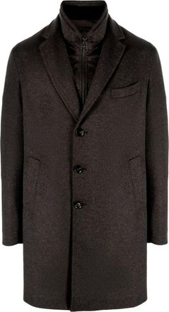 Barba layered single-breasted coat - men - Cashmere/Viscose/Virgin Wool - 52 - Brown