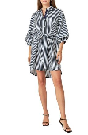 English Factory Stripe Belted Shirtdress in White/navy at Nordstrom, Size Small