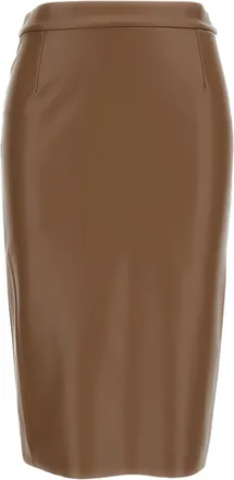 Iri&eacute; Brown High-Waist Knee-Length Skirt